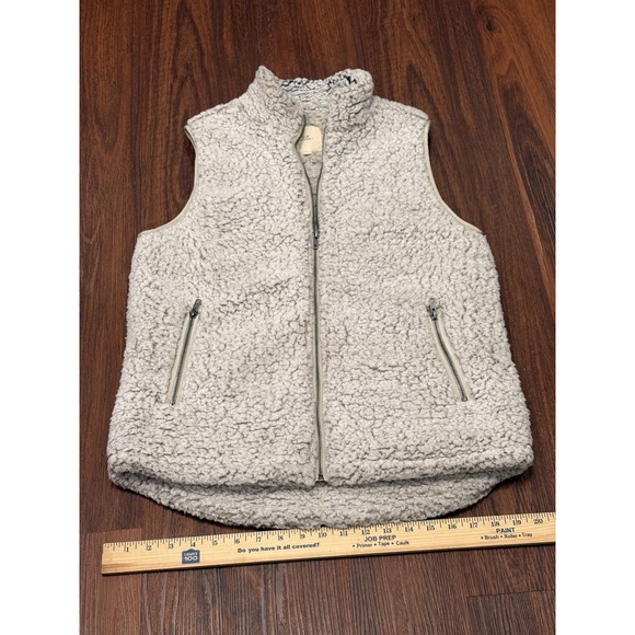 Thread & Supply Sherpa Vest Women's Medium Ivory White Gray Soft Cozy - Picture 9 of 16